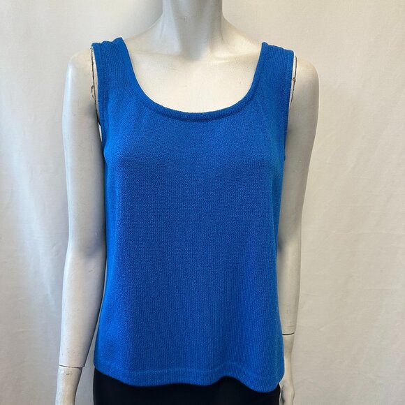 St. John Vintage Santana Knit Shell Tank Top Large Basic Blue Great Condition - Picture 2 of 9